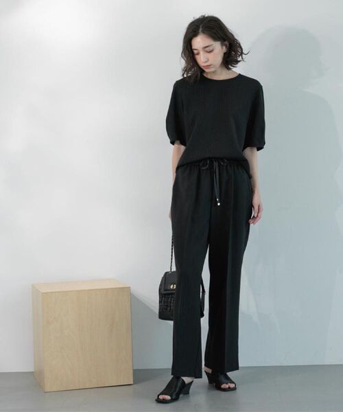 OPAQUE.CLIP / オペーク ドット クリップ パンツ | ラメストライプイージーワイドパンツ/セットアップ可【洗濯機洗い可/防シワ/吸水速乾】 | 詳細6