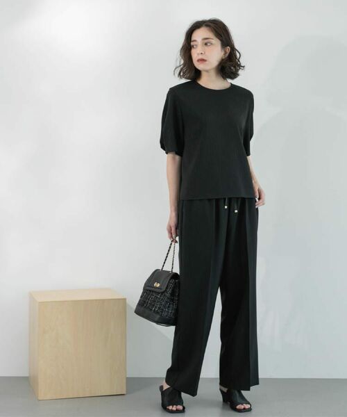 OPAQUE.CLIP / オペーク ドット クリップ パンツ | ラメストライプイージーワイドパンツ/セットアップ可【洗濯機洗い可/防シワ/吸水速乾】 | 詳細7