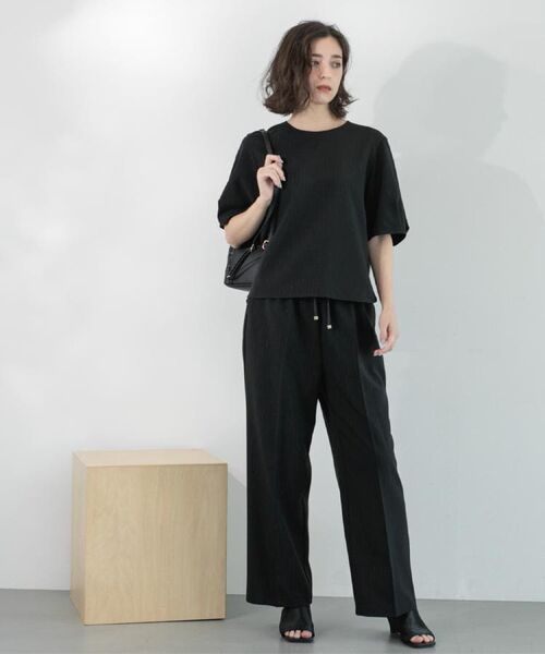 OPAQUE.CLIP / オペーク ドット クリップ パンツ | ラメストライプイージーワイドパンツ/セットアップ可【洗濯機洗い可/防シワ/吸水速乾】 | 詳細8