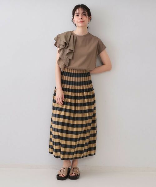 OPAQUE.CLIP / オペーク ドット クリップ ロング・マキシ丈スカート | シャーリングフレアスカート/リバーシブル着用可【洗濯機洗い可】 | 詳細1