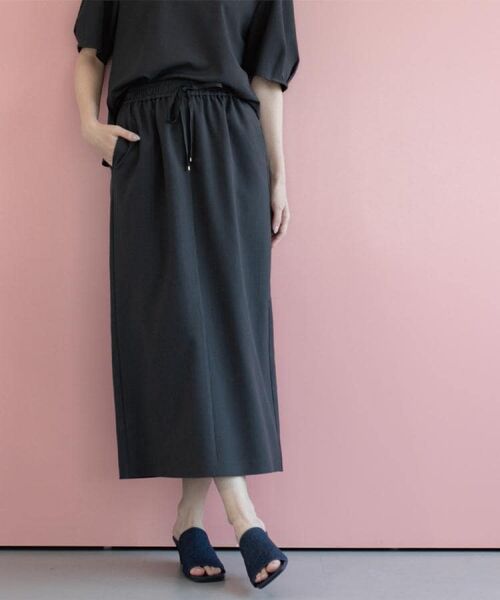 OPAQUE.CLIP / オペーク ドット クリップ ロング・マキシ丈スカート | ラメストライプイージーナロースカート/セットアップ可【洗濯機洗い可/防シワ/吸水速乾】 | 詳細1