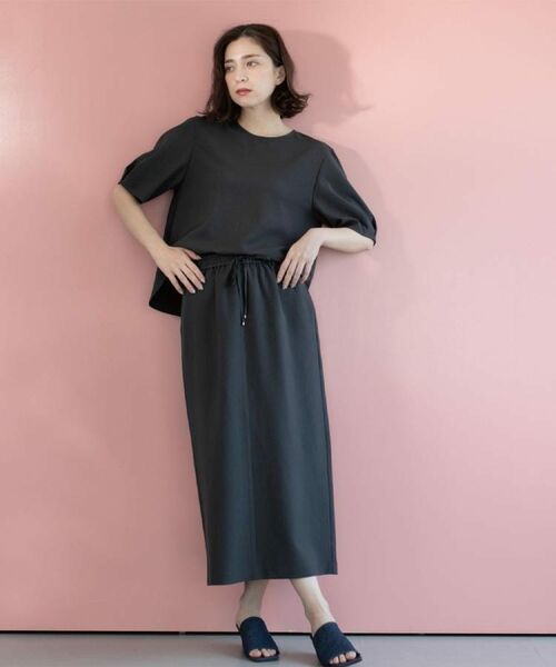 OPAQUE.CLIP / オペーク ドット クリップ ロング・マキシ丈スカート | ラメストライプイージーナロースカート/セットアップ可【洗濯機洗い可/防シワ/吸水速乾】 | 詳細2