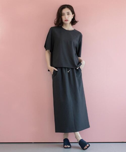 OPAQUE.CLIP / オペーク ドット クリップ ロング・マキシ丈スカート | ラメストライプイージーナロースカート/セットアップ可【洗濯機洗い可/防シワ/吸水速乾】 | 詳細4