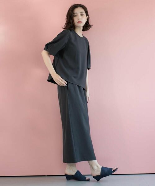 OPAQUE.CLIP / オペーク ドット クリップ ロング・マキシ丈スカート | ラメストライプイージーナロースカート/セットアップ可【洗濯機洗い可/防シワ/吸水速乾】 | 詳細5