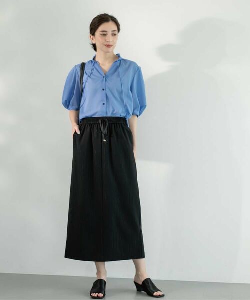 OPAQUE.CLIP / オペーク ドット クリップ ロング・マキシ丈スカート | ラメストライプイージーナロースカート/セットアップ可【洗濯機洗い可/防シワ/吸水速乾】 | 詳細6