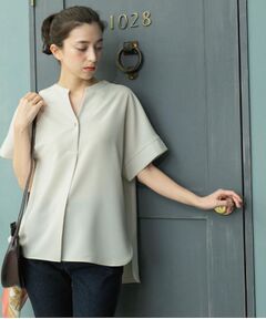 OPAQUE.CLIP / オペーク ドット クリップ シャツ・ブラウス | 《5色展開/SS-LLサイズ》スキッパー金ボタンブラウス/セットアップ対応【防シワ/ストレッチ/洗濯機洗い可】