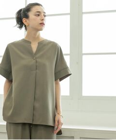 OPAQUE.CLIP / オペーク ドット クリップ シャツ・ブラウス | 《5色展開/SS-LLサイズ》スキッパー金ボタンブラウス/セットアップ対応【防シワ/ストレッチ/洗濯機洗い可】