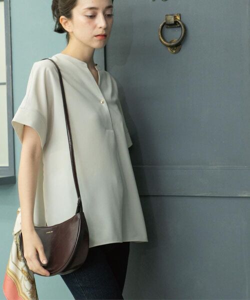 OPAQUE.CLIP / オペーク ドット クリップ シャツ・ブラウス | 《5色展開/SS-LLサイズ》スキッパー金ボタンブラウス/セットアップ対応【防シワ/ストレッチ/洗濯機洗い可】 | 詳細1