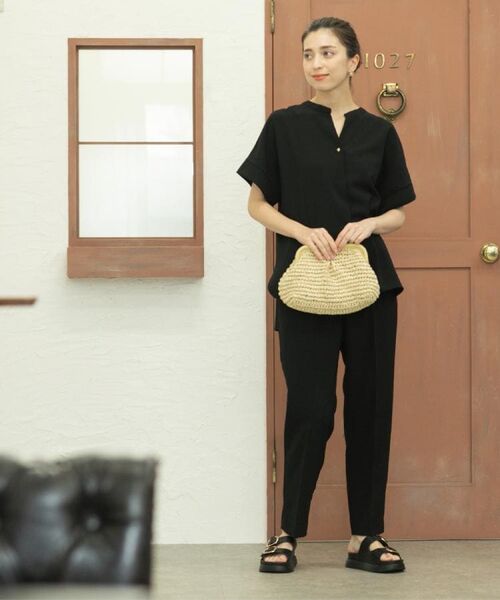 OPAQUE.CLIP / オペーク ドット クリップ シャツ・ブラウス | 《5色展開/SS-LLサイズ》スキッパー金ボタンブラウス/セットアップ対応【防シワ/ストレッチ/洗濯機洗い可】 | 詳細13