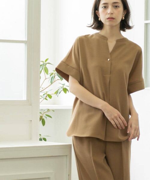 OPAQUE.CLIP / オペーク ドット クリップ シャツ・ブラウス | 《5色展開/SS-LLサイズ》スキッパー金ボタンブラウス/セットアップ対応【防シワ/ストレッチ/洗濯機洗い可】 | 詳細16