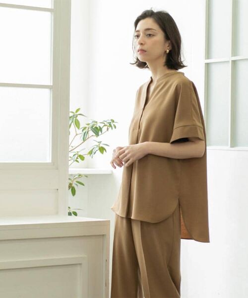 OPAQUE.CLIP / オペーク ドット クリップ シャツ・ブラウス | 《5色展開/SS-LLサイズ》スキッパー金ボタンブラウス/セットアップ対応【防シワ/ストレッチ/洗濯機洗い可】 | 詳細17