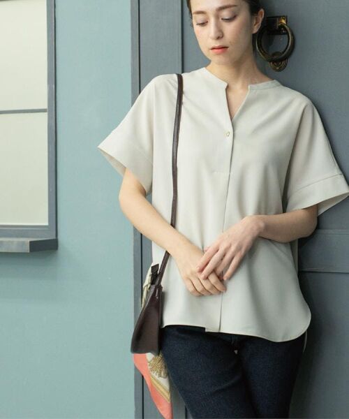 OPAQUE.CLIP / オペーク ドット クリップ シャツ・ブラウス | 《5色展開/SS-LLサイズ》スキッパー金ボタンブラウス/セットアップ対応【防シワ/ストレッチ/洗濯機洗い可】 | 詳細2