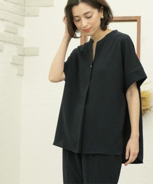 OPAQUE.CLIP / オペーク ドット クリップ シャツ・ブラウス | 《5色展開/SS-LLサイズ》スキッパー金ボタンブラウス/セットアップ対応【防シワ/ストレッチ/洗濯機洗い可】 | 詳細22