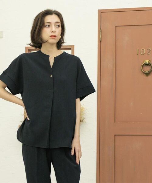 OPAQUE.CLIP / オペーク ドット クリップ シャツ・ブラウス | 《5色展開/SS-LLサイズ》スキッパー金ボタンブラウス/セットアップ対応【防シワ/ストレッチ/洗濯機洗い可】 | 詳細23