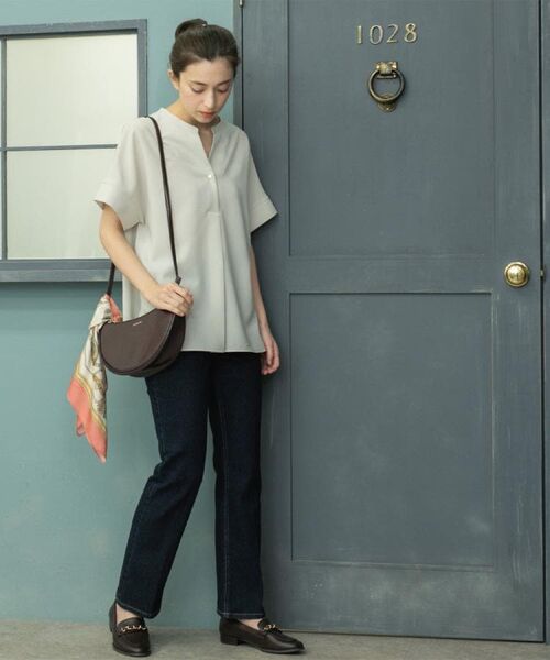 OPAQUE.CLIP / オペーク ドット クリップ シャツ・ブラウス | 《5色展開/SS-LLサイズ》スキッパー金ボタンブラウス/セットアップ対応【防シワ/ストレッチ/洗濯機洗い可】 | 詳細7