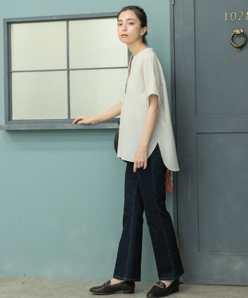 OPAQUE.CLIP / オペーク ドット クリップ シャツ・ブラウス | 《5色展開/SS-LLサイズ》スキッパー金ボタンブラウス/セットアップ対応【防シワ/ストレッチ/洗濯機洗い可】 | 詳細8