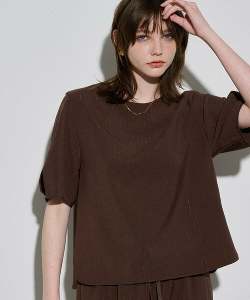 OPAQUE.CLIP / オペーク ドット クリップ シャツ・ブラウス | ラメストライプタックスリーブブラウス/セットアップ可【洗濯機洗い可/防シワ/吸水速乾】 | 詳細25