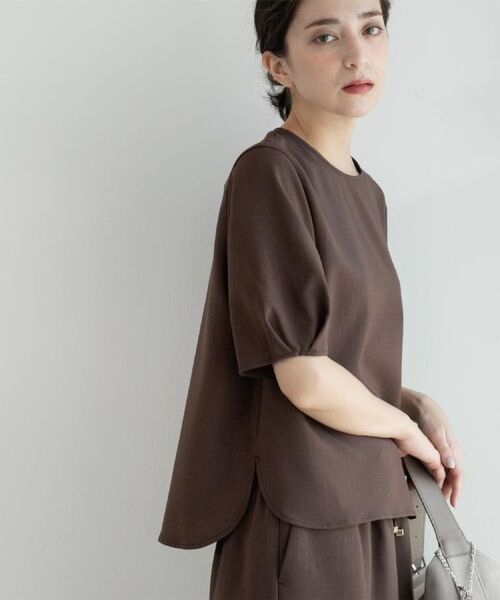 OPAQUE. CLIP/オペーク ドット クリップ ラメストライプタックスリーブブラウス/セットアップ可【洗濯機洗い可/防シワ/吸水速乾】 ブラウン(343) 40(L)