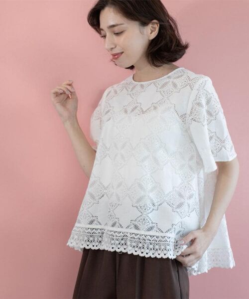 OPAQUE.CLIP / オペーク ドット クリップ シャツ・ブラウス | レースフレアブラウス【洗濯機洗い可】 | 詳細2