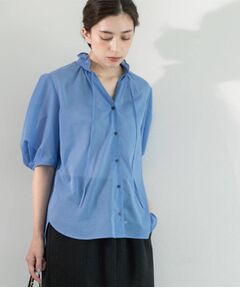 OPAQUE.CLIP / オペーク ドット クリップ シャツ・ブラウス | シアーフリルネックブラウス【洗濯機洗い可】