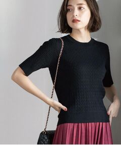 OPAQUE.CLIP / オペーク ドット クリップ ニット・セーター | ケーブルハーフスリーブニット【UVケア/洗濯機OK】《6col/S～LL》