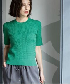 OPAQUE.CLIP / オペーク ドット クリップ ニット・セーター | ケーブルハーフスリーブニット【UVケア/洗濯機OK】《6col/S～LL》