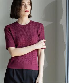 OPAQUE.CLIP / オペーク ドット クリップ ニット・セーター | ケーブルハーフスリーブニット【UVケア/洗濯機OK】《6col/S～LL》