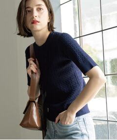 OPAQUE.CLIP / オペーク ドット クリップ ニット・セーター | ケーブルハーフスリーブニット【UVケア/洗濯機OK】《6col/S～LL》