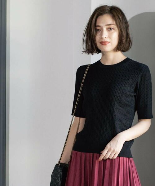 OPAQUE.CLIP / オペーク ドット クリップ ニット・セーター | ケーブルハーフスリーブニット【UVケア/洗濯機OK】《6col/S~LL》 | 詳細10