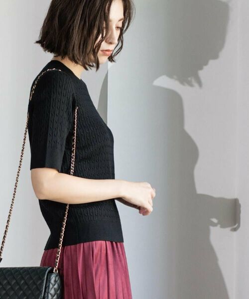 OPAQUE.CLIP / オペーク ドット クリップ ニット・セーター | ケーブルハーフスリーブニット【UVケア/洗濯機OK】《6col/S~LL》 | 詳細11