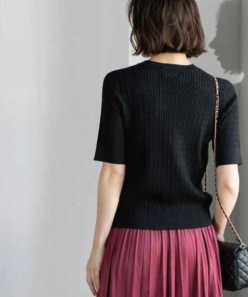 OPAQUE.CLIP / オペーク ドット クリップ ニット・セーター | ケーブルハーフスリーブニット【UVケア/洗濯機OK】《6col/S~LL》 | 詳細12