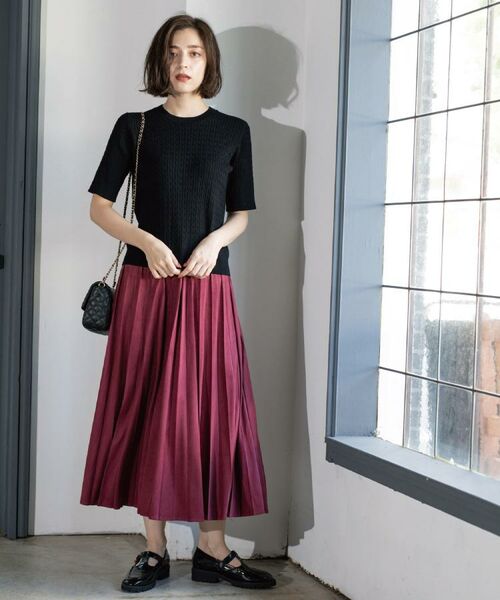 OPAQUE.CLIP / オペーク ドット クリップ ニット・セーター | ケーブルハーフスリーブニット【UVケア/洗濯機OK】《6col/S~LL》 | 詳細13