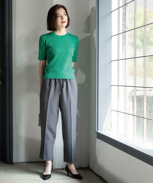 OPAQUE.CLIP / オペーク ドット クリップ ニット・セーター | ケーブルハーフスリーブニット【UVケア/洗濯機OK】《6col/S~LL》 | 詳細19