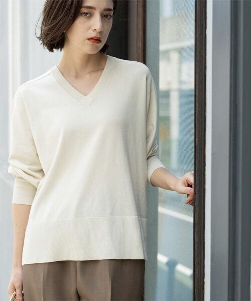 OPAQUE.CLIP / オペーク ドット クリップ ニット・セーター | リラクシーVネックニット【洗濯機洗OK】《6col》 | 詳細1