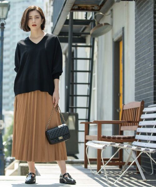 OPAQUE.CLIP / オペーク ドット クリップ ニット・セーター | リラクシーVネックニット【洗濯機洗OK】《6col》 | 詳細10