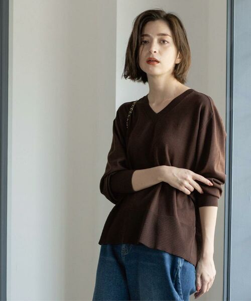 OPAQUE.CLIP / オペーク ドット クリップ ニット・セーター | リラクシーVネックニット【洗濯機洗OK】《6col》 | 詳細12