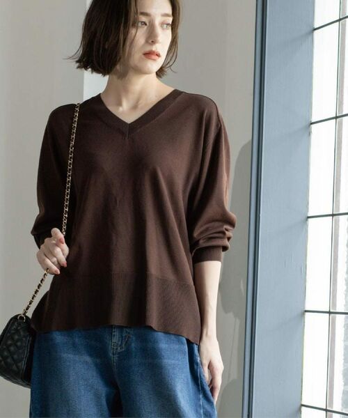 OPAQUE.CLIP / オペーク ドット クリップ ニット・セーター | リラクシーVネックニット【洗濯機洗OK】《6col》 | 詳細13