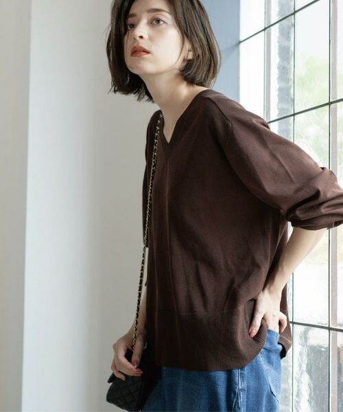 OPAQUE.CLIP / オペーク ドット クリップ ニット・セーター | リラクシーVネックニット【洗濯機洗OK】《6col》 | 詳細15