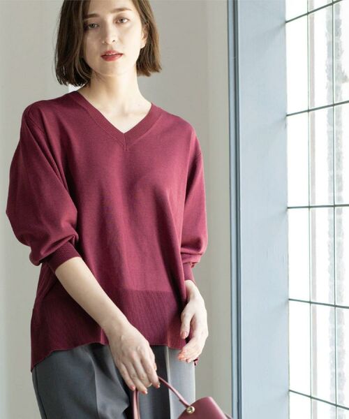 OPAQUE.CLIP / オペーク ドット クリップ ニット・セーター | リラクシーVネックニット【洗濯機洗OK】《6col》 | 詳細20