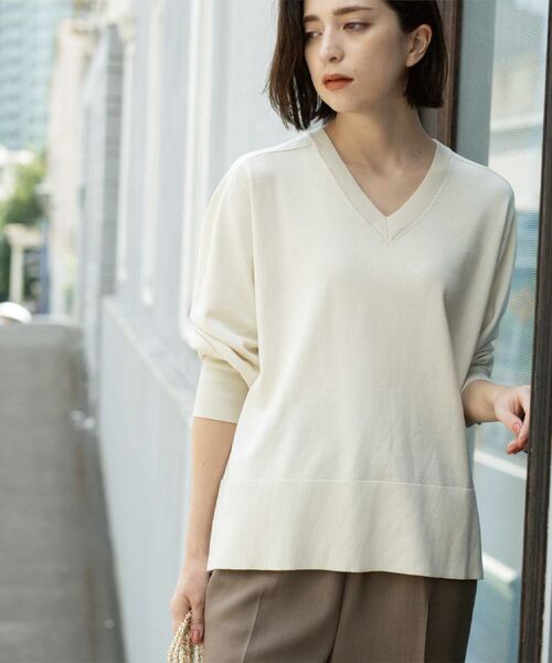 OPAQUE.CLIP / オペーク ドット クリップ ニット・セーター | リラクシーVネックニット【洗濯機洗OK】《6col》 | 詳細3