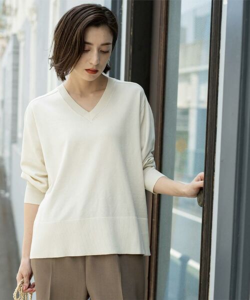 OPAQUE.CLIP / オペーク ドット クリップ ニット・セーター | リラクシーVネックニット【洗濯機洗OK】《6col》 | 詳細4