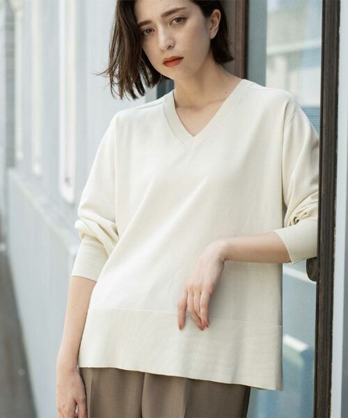 OPAQUE.CLIP / オペーク ドット クリップ ニット・セーター | リラクシーVネックニット【洗濯機洗OK】《6col》 | 詳細5