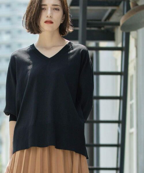 OPAQUE.CLIP / オペーク ドット クリップ ニット・セーター | リラクシーVネックニット【洗濯機洗OK】《6col》 | 詳細6