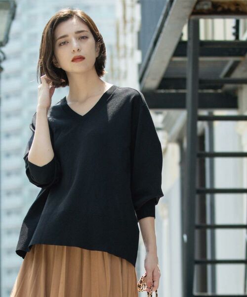 OPAQUE.CLIP / オペーク ドット クリップ ニット・セーター | リラクシーVネックニット【洗濯機洗OK】《6col》 | 詳細7