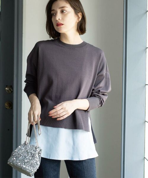 OPAQUE.CLIP / オペーク ドット クリップ その他トップス | 《ツインセット》リラクシーサイドスリットニット×ドッキングタンク【洗濯機洗い可】 | 詳細7