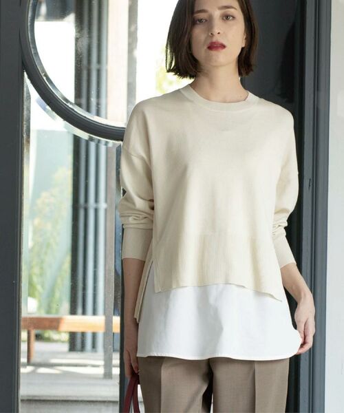 OPAQUE. CLIP/オペーク ドット クリップ 《ツインセット》リラクシーサイドスリットニット×ドッキングタンク【洗濯機洗い可】 オフホワイト(503) 42(LL) OPAQUE. CLIP/オペーク ドット クリップ 《ツインセット》リラクシーサイドスリットニット×ドッキングタンク【洗濯機洗い可】 オフホワイト(503) 42(LL)