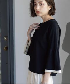 OPAQUE.CLIP / オペーク ドット クリップ ニット・セーター | 配色フレアスリーブニット【UVケア/洗濯機OK】