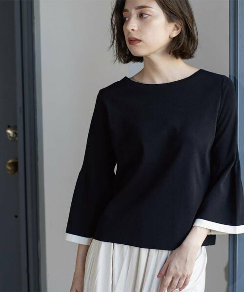 OPAQUE.CLIP / オペーク ドット クリップ ニット・セーター | 配色フレアスリーブニット【UVケア/洗濯機OK】 | 詳細14