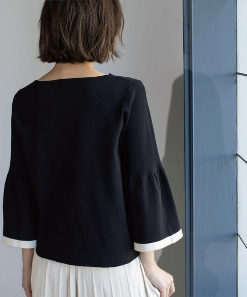 OPAQUE.CLIP / オペーク ドット クリップ ニット・セーター | 配色フレアスリーブニット【UVケア/洗濯機OK】 | 詳細16