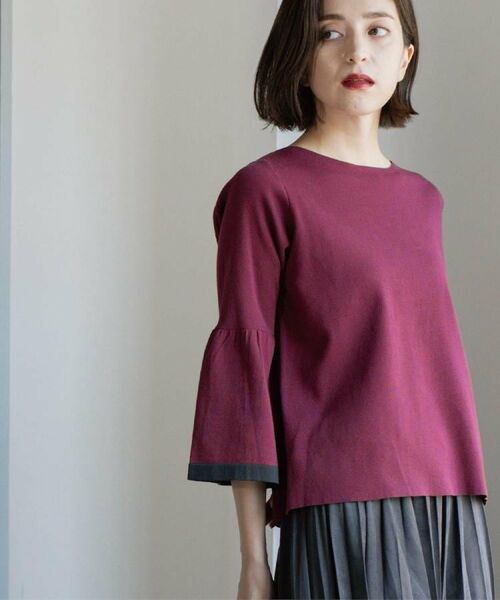 OPAQUE.CLIP / オペーク ドット クリップ ニット・セーター | 配色フレアスリーブニット【UVケア/洗濯機OK】 | 詳細17